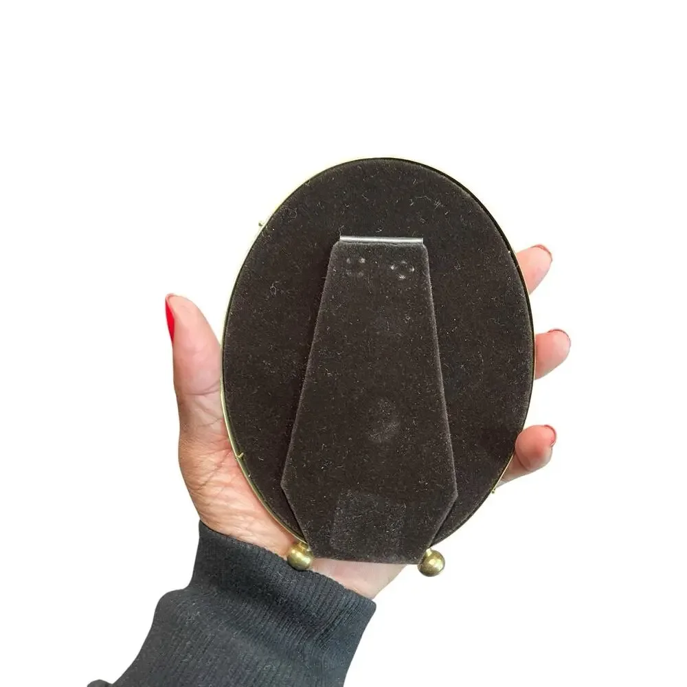 Vintage Gold Metal Oval Picture Frame 3.5 x 5 Photo Minimalist 90s Modern Sleek
